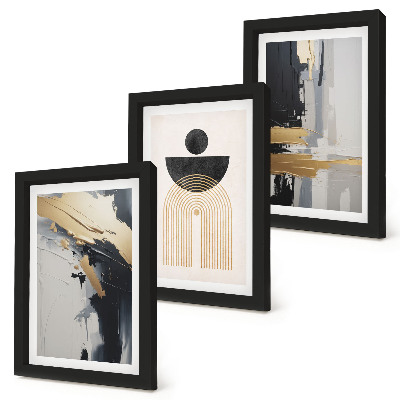 Set 3 slik v okvirju Geometrijska abstraktna elegantna kompozicija