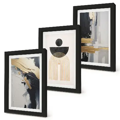 Geometrijska abstraktna elegantna kompozicija set 3 slik v okvirju