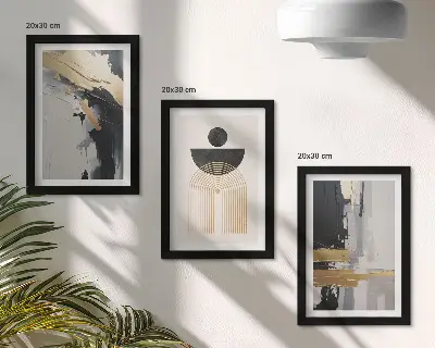 Geometrijska abstraktna elegantna kompozicija set 3 slik v okvirju