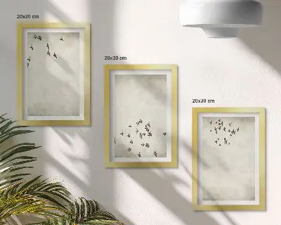 Slika letečih ptic minimalističen set v okvirju