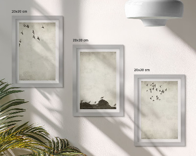 Stenska galerija slik Leteča jata ptic v minimalističnem slogu