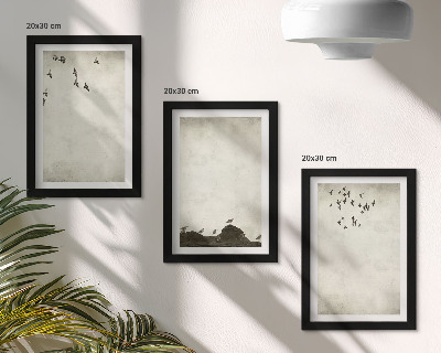 Stenska galerija slik Leteča jata ptic v minimalističnem slogu