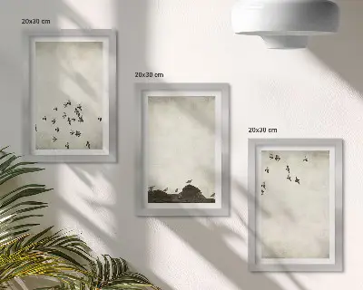 Komplet 3 slik v okvirju ptice v letu v minimalističnem slogu