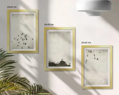 Komplet 3 slik v okvirju ptice v letu v minimalističnem slogu