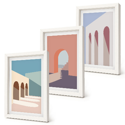 Stenska galerija slik Pastelna minimalistična grafika urbane arhitekture