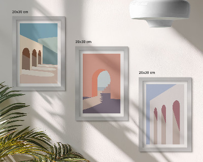 Stenska galerija slik Pastelna minimalistična grafika urbane arhitekture