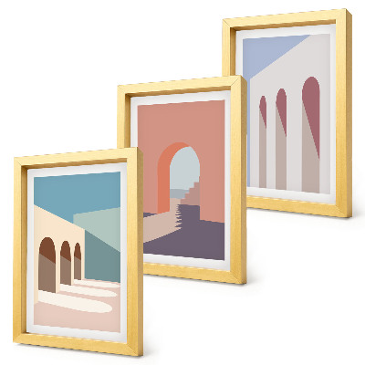 Stenska galerija slik Pastelna minimalistična grafika urbane arhitekture