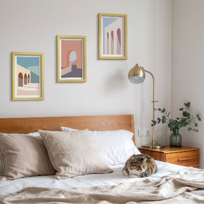 Stenska galerija slik Pastelna minimalistična grafika urbane arhitekture