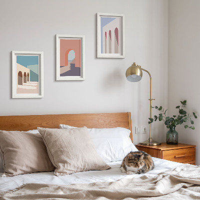 Stenska galerija slik Pastelna minimalistična grafika urbane arhitekture