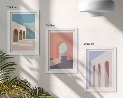 Stenska galerija slik Pastelna minimalistična grafika urbane arhitekture