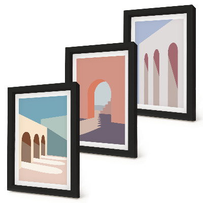 Stenska galerija slik Pastelna minimalistična grafika urbane arhitekture