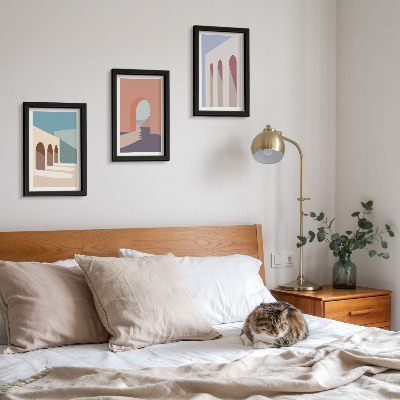 Stenska galerija slik Pastelna minimalistična grafika urbane arhitekture
