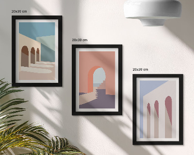 Stenska galerija slik Pastelna minimalistična grafika urbane arhitekture