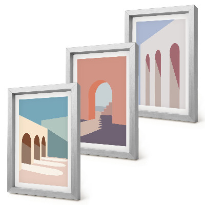 Stenska galerija slik Pastelna minimalistična grafika urbane arhitekture