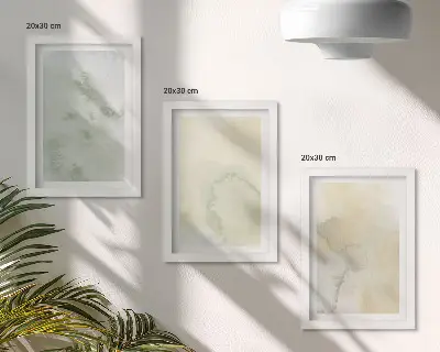 Komplet 3 slik v okvirju pastelne akvarele na platnu s teksturo barv