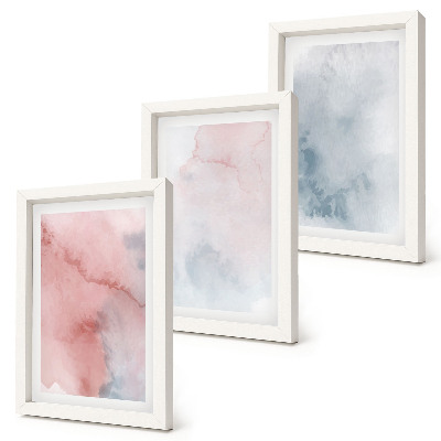 Set 3 slik v okvirju Pastelne akvarele na platnu, pisane teksture