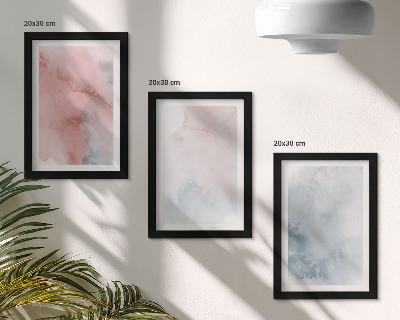 Set 3 slik v okvirju Pastelne akvarele na platnu, pisane teksture