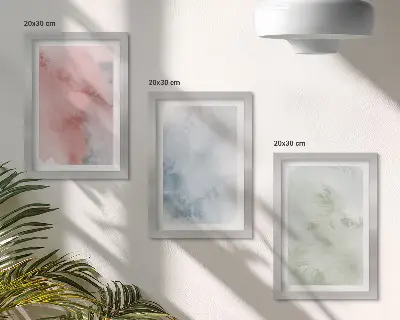Komplet slik v okvirju pastelne strukture in barvite akvarele na platnu
