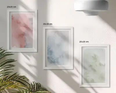 Komplet slik v okvirju pastelne strukture in barvite akvarele na platnu