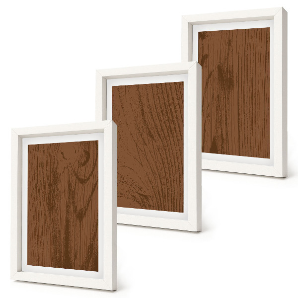 Set 3 slik v okvirju Lesni vzorec teksture lubja drevesa minimalizem
