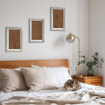 Set 3 slik v okvirju Lesni vzorec teksture lubja drevesa minimalizem
