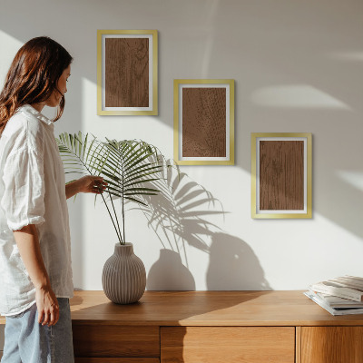 Set 3 slik v okvirju Lesni vzorec teksture lubja drevesa minimalizem