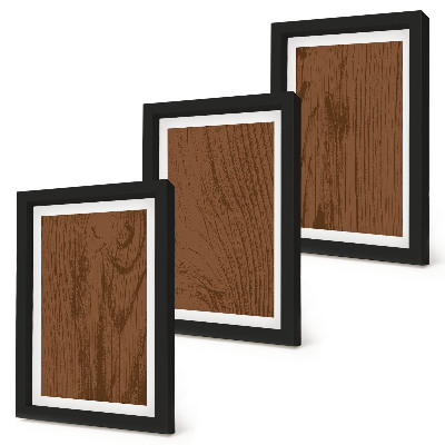 Set 3 slik v okvirju Lesni vzorec teksture lubja drevesa minimalizem