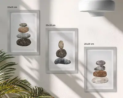 Stenska galerija slik minimalistična boemska slika s kupi kamnov