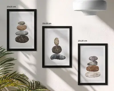 Stenska galerija slik minimalistična boemska slika s kupi kamnov
