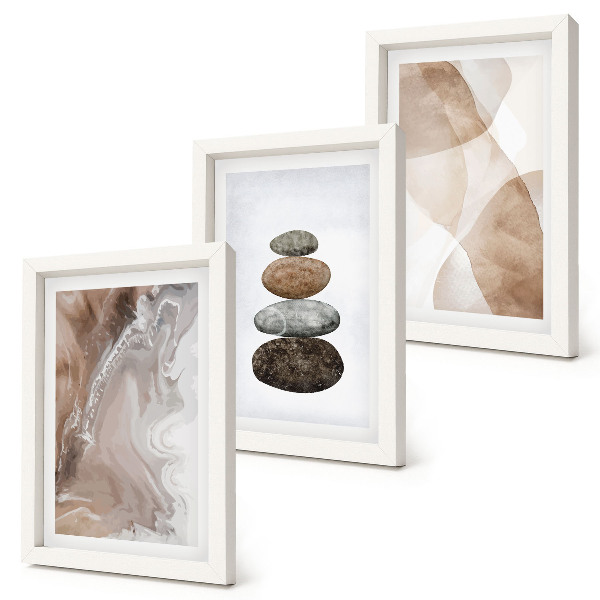 Set 3 slik v okvirju Abstraktne oblike pobarvane strukture v pastelnih barvah