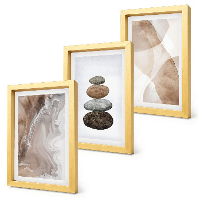 Set 3 slik v okvirju Abstraktne oblike pobarvane strukture v pastelnih barvah