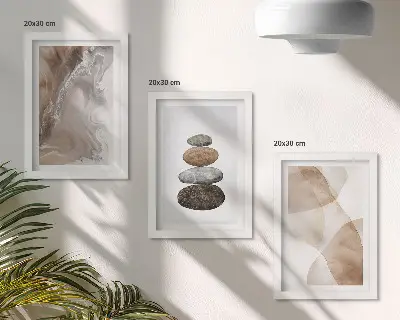 Komplet 3 slik v okvirjih abstraktne oblike s teksturo v pastelnih barvah