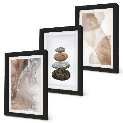 Set 3 slik v okvirju Abstraktne oblike pobarvane strukture v pastelnih barvah