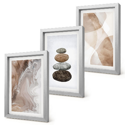 Set 3 slik v okvirju Abstraktne oblike pobarvane strukture v pastelnih barvah