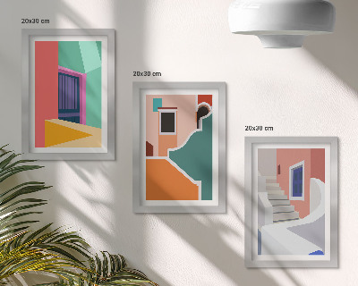 Komplet slik v okvirju Barvite ilustracije stavb v sodobnem slogu