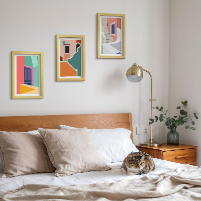 Komplet slik v okvirju Barvite ilustracije stavb v sodobnem slogu