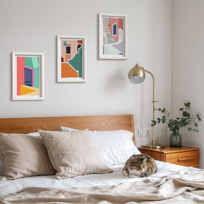 Komplet slik v okvirju Barvite ilustracije stavb v sodobnem slogu