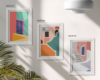 Komplet slik v okvirju Barvite ilustracije stavb v sodobnem slogu