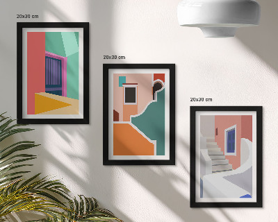 Komplet slik v okvirju Barvite ilustracije stavb v sodobnem slogu