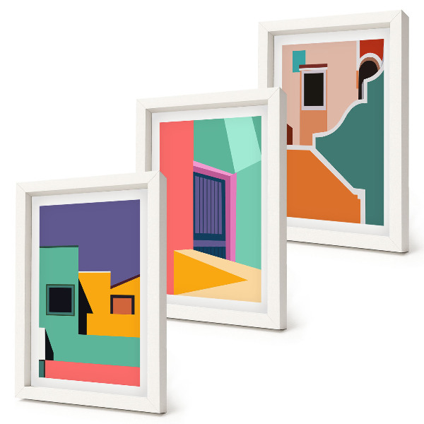 Stenska galerija slik Barvite ilustracije mesta v sodobnem slogu