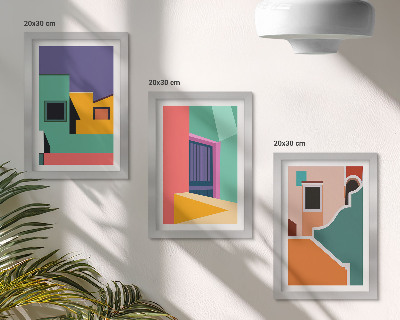 Stenska galerija slik Barvite ilustracije mesta v sodobnem slogu