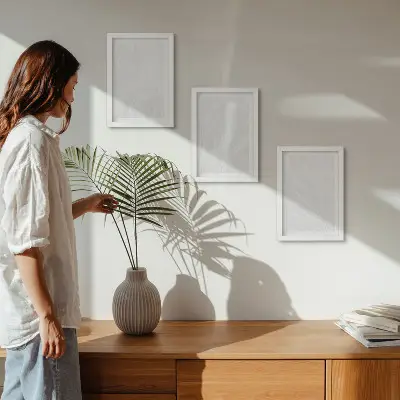 Stenska galerija slik z elegantno marmorno linearno strukturo kamna