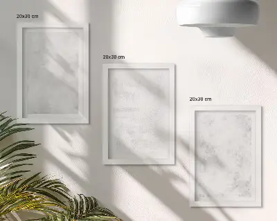 Komplet slik v okvirju bele lise na platnu z minimalističnim ozadjem
