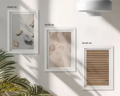 Komplet 3 slik v okvirju kamni, les, tkanina in različne teksture