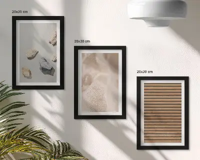 Komplet 3 slik v okvirju kamni, les, tkanina in različne teksture