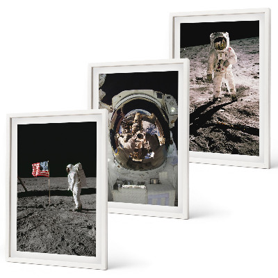 Set 3 slik v okvirju Pristanek astronavta Nase na Luni