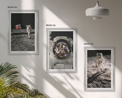 Set 3 slik v okvirju Pristanek astronavta Nase na Luni