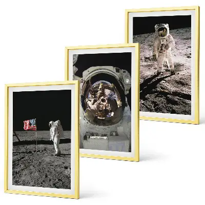 Pristanek astronavta Nase na Luni komplet 3 slik v okvirju