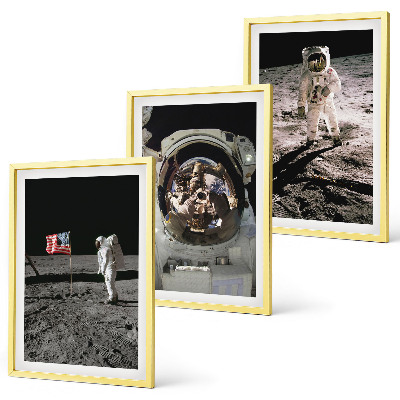 Set 3 slik v okvirju Pristanek astronavta Nase na Luni