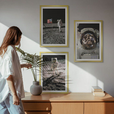 Set 3 slik v okvirju Pristanek astronavta Nase na Luni